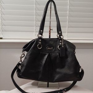 Coach black leather bag silver hardware. Pre-owned